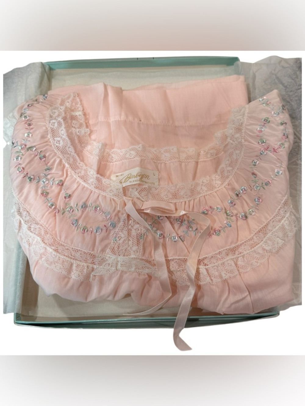 Berkshire Pale Pink Embroidered Lace-Trim Nightgown